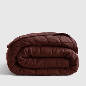 Quince European Linen Box Stitch Quilt Bedding Burgundy Size Full Queen NEW